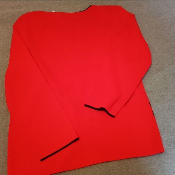 NWT FINITY M Red/Black Striped Cardigan One Button Long Sleeve Knit Open - Picture 11 of 11